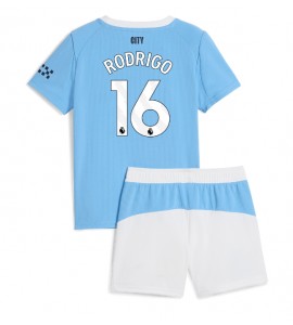 Manchester City Rodri Hernandez #16 Jalkapallovaatteet Lasten Kotipeliasu 2025-26 Lyhythihainen (+ Lyhyet housut)